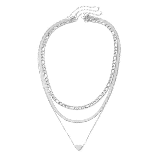 1 Set EviMistatated Heart Pendant Halskette Stapelbare Neckkäse Einstellbare Geschichtete Nackenschmuck Für Tägliche Verschleiß Und Partys Geschichtete Herzheizkette Halskette von THINCAN