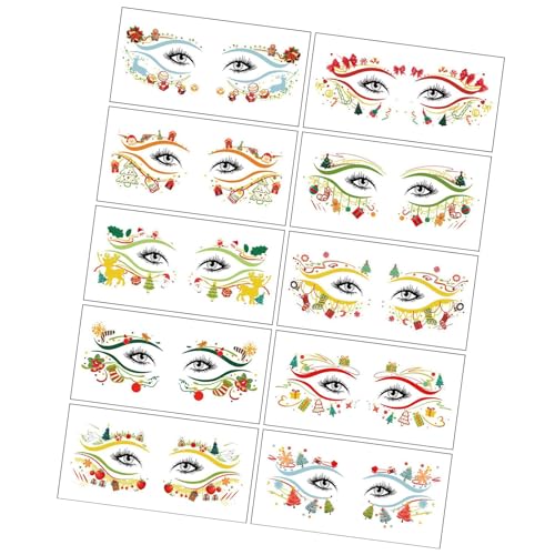 10pcs Weihnachten Eye Tatoos Aufkleber Für Urlaub Fun Einfache Anwendung Und Entfernung Sicherer Temporärer Aufkleber Für Alle Älteren Wasserdichten Gesichtskunst von THINCAN