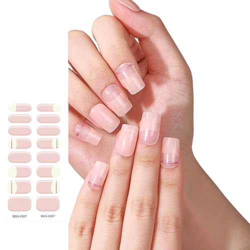 16 PCs Halbwurstes Gelnagelstreifen Mit Weichem Glänzendem Gel Finish Langlebige Nagel Wraps Salon Qualität Aufkleber Halbgekrönte Aufkleber Halloween Mit Licht von THINCAN