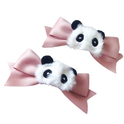 2 PCs Zartes Bogen Überprüft Seitenclip Bogen Haarclip Süße Mädchen Bogenstil Pelziger Panda Balletcore von THINCAN