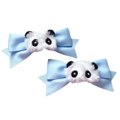 2 PCs Zartes Bogen Überprüft Seitenclip Bogen Haarclip Süße Mädchen Bogenstil Pelziger Panda Balletcore von THINCAN