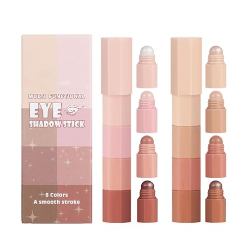 2pcs Lidschattenstifte 4 In 1 Glitzern Lidschatten Stick Hochpigmentiertes Lidschatten Gesichtshilfen Stift von THINCAN