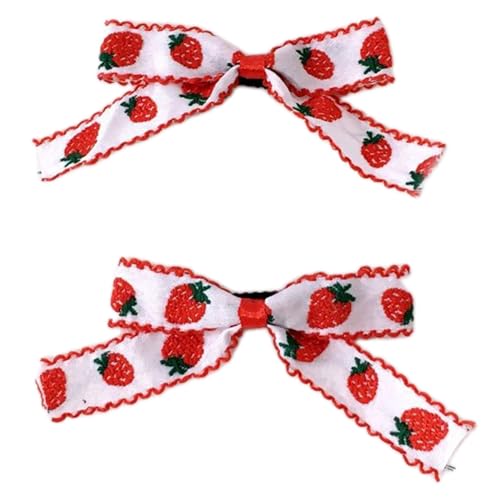 2pcs Süße Süße Girly Bowler Bogen Haare Clip Bogen Plaids Erdbeerschuhe Gegenteilte Haarclip Top von THINCAN
