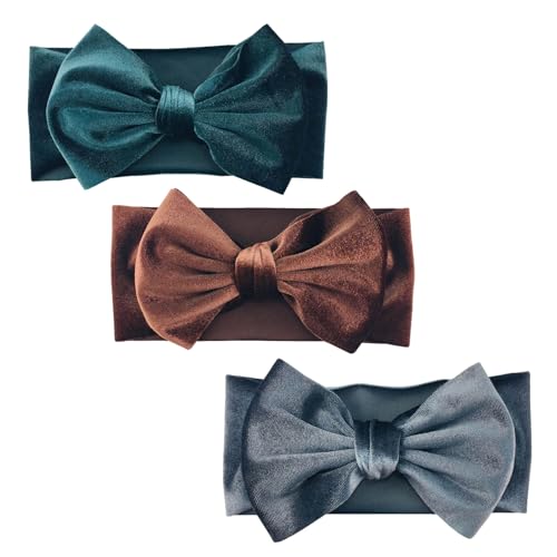 3pcs Dekorativen Bogenknoten Haarband Baby Stirnband Baby Haar Turban Weitkante Kopfbedeckung Elastizität Headwraße Kinder Accessoire von THINCAN