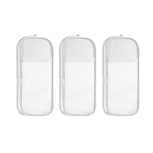 3pcs Doppelschicht Bleistiftkoffer Klarer Stifthülle Große Kapazität Bleistiftbeutel Stift Organisatoren Reisen Make Up Bürstenbeutel Klare PVC Tasche von THINCAN