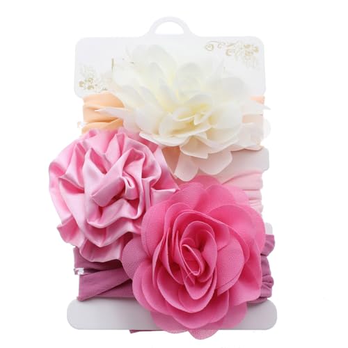 Baby Haarbänder Wraps Blumenmuster Stirnband Für Babys Neugeborene Breite Band Blumenhaarbänder Elastische Kopfbedeckung Kopfbedeckung von THINCAN