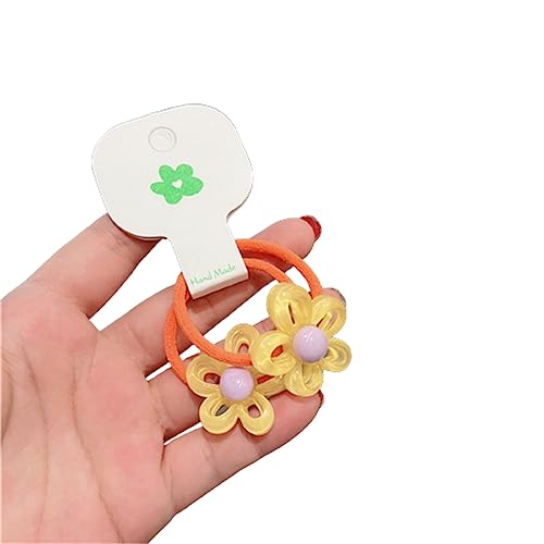 Blumenhaarband Für Kinder Süßigkeiten Farbe Haarbänder Mädchen Süße Kopfhörer Set Pferdeschwanz Haarbänder Elastische Kopfbedeckungen 2pcs von THINCAN