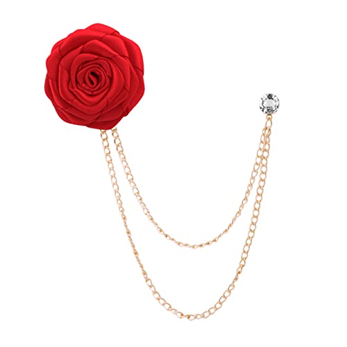 Bräutigam Hochzeitsbroschen Stoffkunst Handgefertigte Rosenblume Brosche Revers Stift Badge Quasten Kette Männer Anzug Accessoires Anzug Accessoires von THINCAN