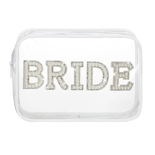 Braut Klarer Make Up Beutel Wasserdicht Kosmetische Beutel Perlen Briefe Für Hochzeit Und Brautdusche von THINCAN