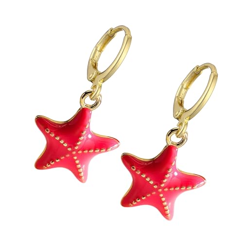 Dangle Ohrringe Ohrschnalel Anhänger Ohrringe Kupfertextur Ohrschmuck Geeignet Für Modeliebhaber Präsentieren Handgefertigte Seesterntropfen von THINCAN