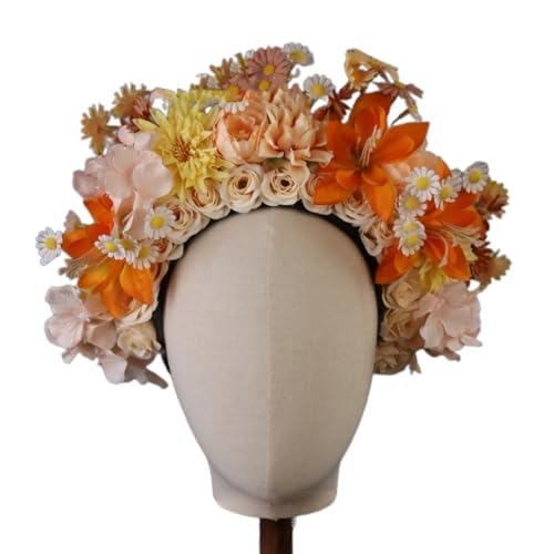 Doppelseite Blumenkronen Für Frauen Mädchen Girlanden Prinzessin Kranz Blumen Stirnband Braut Kopfschmuck Hochzeit Haarschmuck von THINCAN