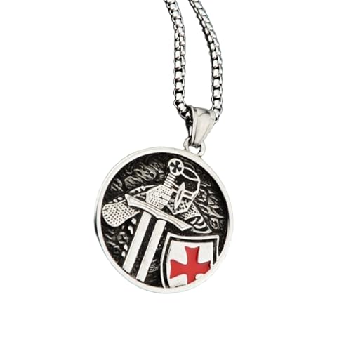 Edelstahl Ritter Anhänger Halskette Vintage Punkschmuck Gothic Pendant Halskette Mode Accessoire Für Männer Glaube Und Vorhanden von THINCAN