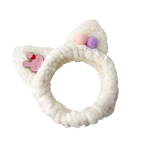 Elastische Wäsche Gesichtshaarband Für Frauen Weiche Geweih Für Kopfverpackung Für Dusche Schönheit Hautpflege Kätzchen Ohren Make Up Stirnband von THINCAN