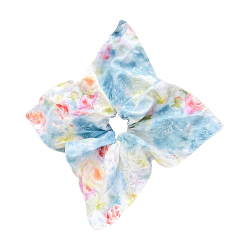 Elegante Blumendruck Haare Scrunchie Stoff Haarkrawatte Für Frauen Teenager Kunstthema Design Ponytailhalter Für Strand Tragen Stoff Krawatte Frauen von THINCAN