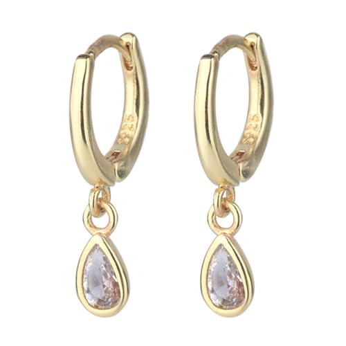 Elegante Zirkon Teardrop Dangle Ohrringe Tragbar Für Frauen Gold Silberisch Verteilte Kupferschmuckzubehör Täglich Modeaccessoires von THINCAN