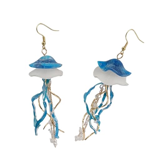 Eleganter Charme Blue Jellyfish Ohrringe Handwerk Für Modische Frau Bequeme Kleidung Und Handwerk Von Acrylmaterialien Einzigartige Designs Schmuck von THINCAN