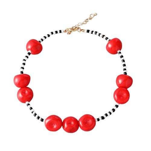 Elegantes Harz Perlen Halskette Zarter Pfirsich Schlüsselbeinschmuck Für Den Täglichen Gebrauch Und Geschenke Farbenfrohe Harzperlen Halskette von THINCAN