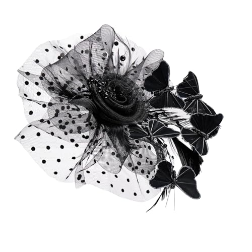 Fascinator Mit Verziertem Schmetterling Braut Kopfstück Stirnband Verstellbares Haarclip Für Brautkleider Tanzkostüm von THINCAN