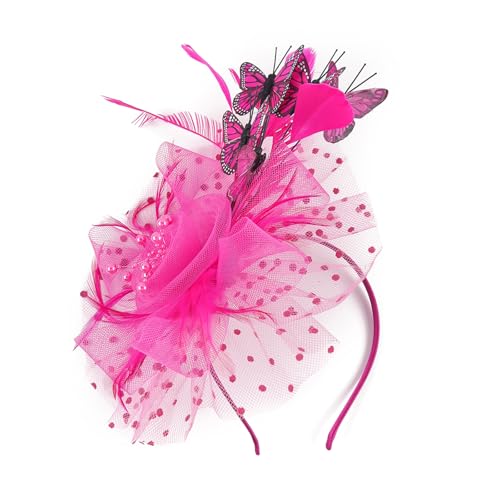 Fascinator Mit Verziertem Schmetterling Braut Kopfstück Stirnband Verstellbares Haarclip Für Brautkleider Tanzkostüm von THINCAN