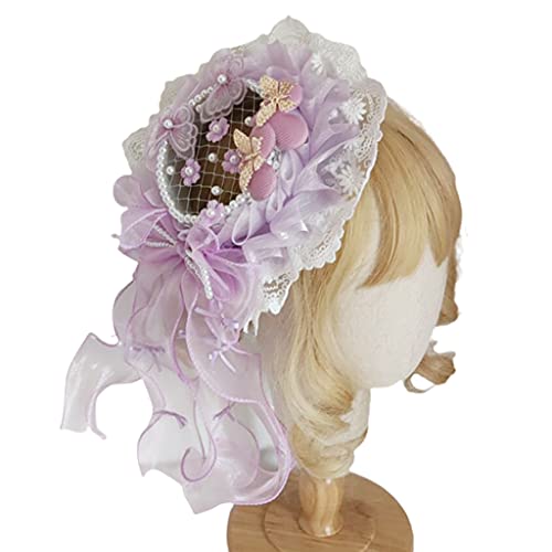 Flat Top Rüsche Spitzen Haare Clip Cosplay Kopfbedeckung Elegant Haarnadel Royal Anime Hair Accessoires von THINCAN