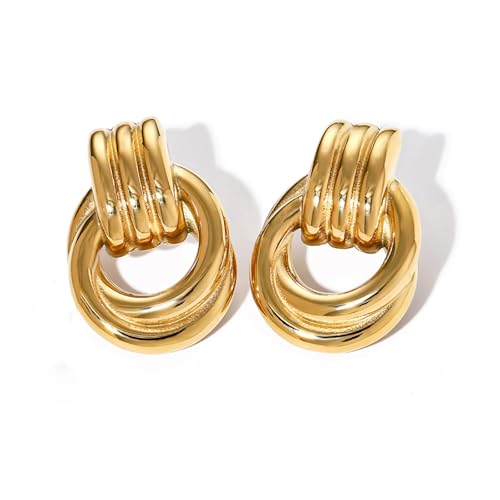 Geometrische Dangle Ohrringe Trendige Mehrschichtige Ohrringe In Gold Und Silber Drop Ohrringen Für Mode Enthusiasten Geometrisch von THINCAN