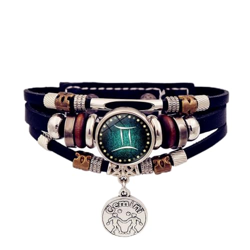 Glühen 12 Sternbänder Armband Personalisierte Zodiacs Zeichen Zauberkunst Leder Komfort Für Teenager Und Erwachsene Nacht Zodiacs Mode Schmuck von THINCAN