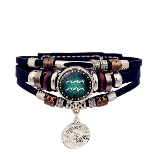 Glühen 12 Sternbänder Armband Personalisierte Zodiacs Zeichen Zauberkunst Leder Komfort Für Teenager Und Erwachsene Nacht Zodiacs Mode Schmuck von THINCAN
