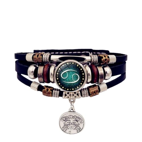 Glühen 12 Sternbänder Armband Personalisierte Zodiacs Zeichen Zauberkunst Leder Komfort Für Teenager Und Erwachsene Nacht Zodiacs Mode Schmuck von THINCAN