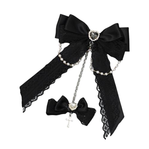 Japanische Stilketten Hair Clip Punk Spitze Bowtie Haarnadel Ponytailhalter Halloween Party Cosplay Accessoire Haarverzierung von THINCAN