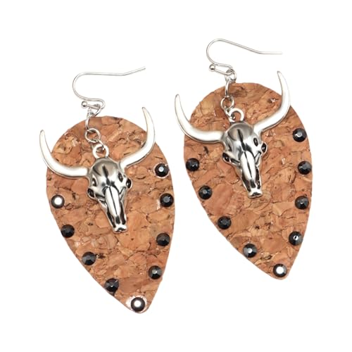 Kühn Oxhead Design Leichte Pu Lederlegierung Ohrringe Für Frauen Trendy Gothic Themen Schmuck Geschenk Stylish PU Leder Punk Ohrringe von THINCAN