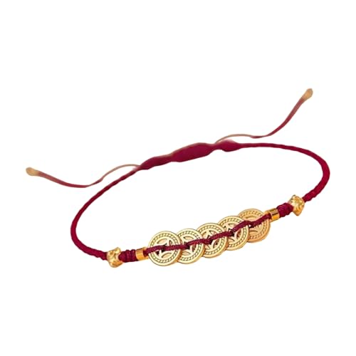 Lucky Money Red String Armband Handgefertigte Geflochtene Armbänder Mode Handgelenk Schmuck Geeignet Für Wohlstand Viel Glück Gebliebenes Münzcharme Armband von THINCAN