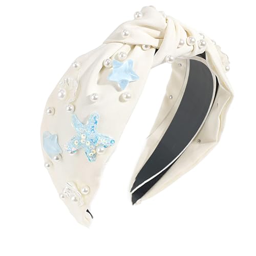 Mädchen Haarband Mit Schale Faux Pearls Knot Design Haarzubehör Geflochten von THINCAN