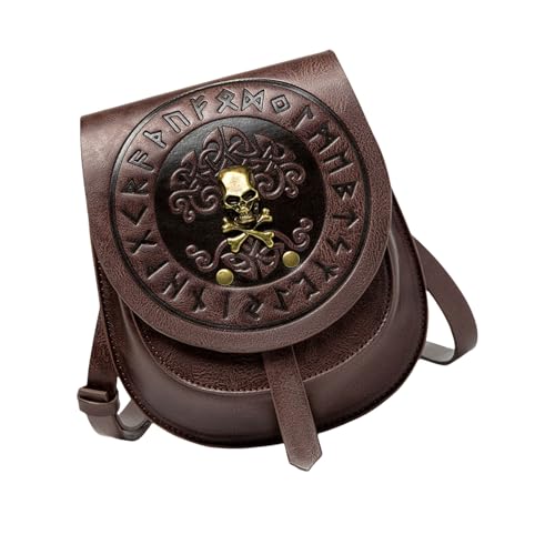 Mittelalterliche Europäische Stile Frauen Umhängetaschen Crossbody Bag Pu Leder Tailentasche Telefon Geldbeutel Retro Handtasche Gothic Black Satchel von THINCAN