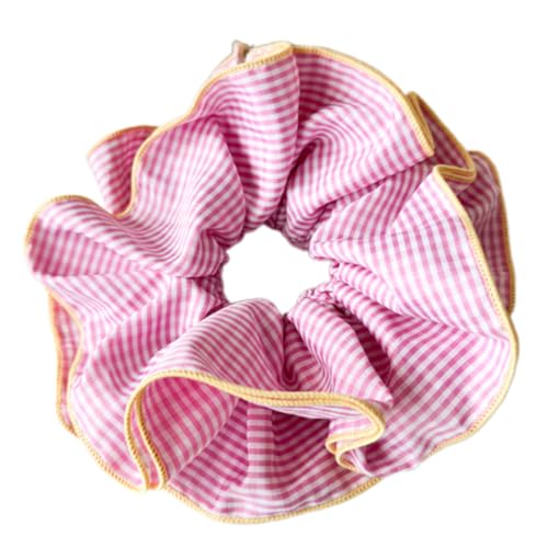 Mode Gekräuselte Doppelte Schichtrunzeln Für Frauen Koreanisch Übergroße Haarbindungen Haardekoration Schwarz Karierte Krawatte von THINCAN