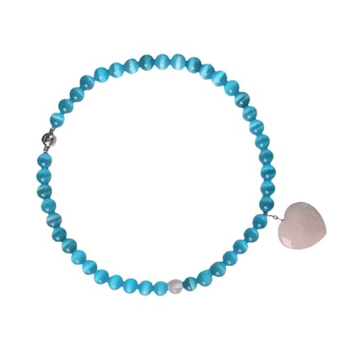 Modische Liebe Herz Blaue Katzen Augen Stein Halskette Handwerk Mit Glasmaterialien Tragbar Für Mode Frauen Damen Trendy Statement Halskette von THINCAN