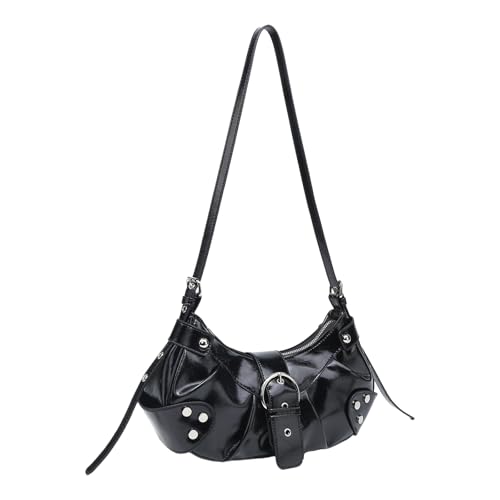 Nieten Besetzte Umhängetasche Für Frauen PU Leder Crossbody Satchel Handtasche Mit Verstellbarem Riemen Und Reißverschluss von THINCAN