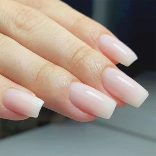 Omber Press Auf Nägeln Kurze Quadratische Gradienten Natürliche Gefälschte Nägel Glänzend Abdecken Fehl Für Frauen Mädchen Geschenke Acrylklessche Auf Nagel Für Frauen Klar von THINCAN