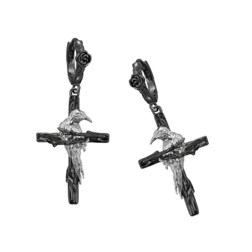 Original Gothic Crow Ohrringe Punk Styles Dangle Drop Gothic Croses Ohrstollen Accessoire Für Mädchen Und Frauen Punkrockkreuze Ohrringe Für Tägliche Verschleiß von THINCAN