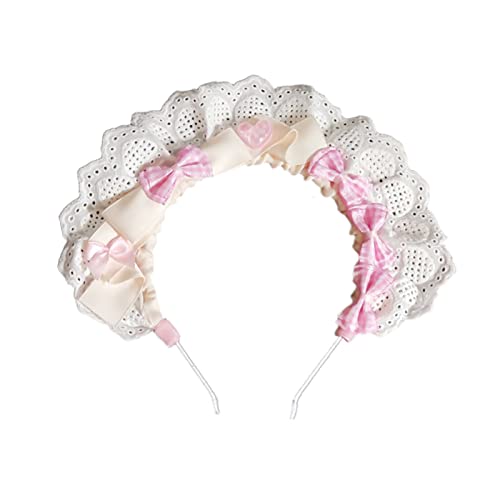Plissierte Schnürsenkel Haar Hoop Frauen Elegant Farbenfrohe Bowknot Make Up Stirnband Für Mädchen Cosplay Maid Hair Accessoires von THINCAN