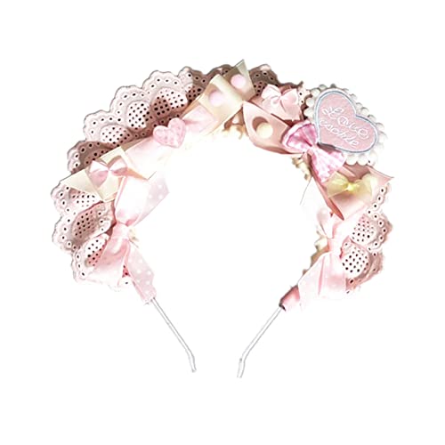 Plissierte Schnürsenkel Haar Hoop Frauen Elegant Farbenfrohe Bowknot Make Up Stirnband Für Mädchen Cosplay Maid Hair Accessoires von THINCAN