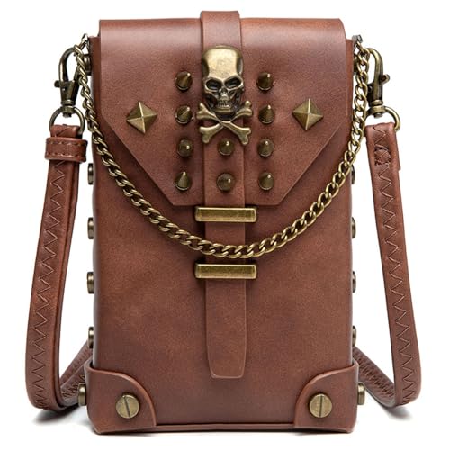 Punk Crossbody Tasche Für Frauen Schädel Leder Umhängetasche Mit Verstellbarem Getriebnephone Zum Reisen Und Täglichem Gebrauch von THINCAN