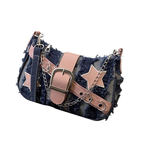Retro Umhängetasche Elegante Handtasche Unterarmtaschen Mit Sternmuster Für Frauen Und Mädchen Punk Styles Crossbody Geldbörse Kompakte Mode Geldbeutel von THINCAN
