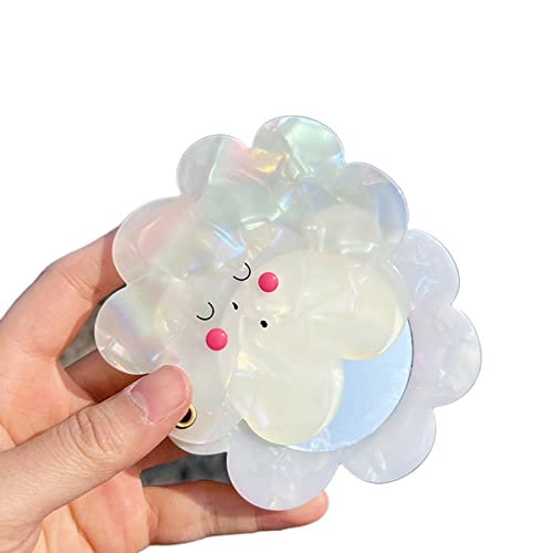Schöne Haarklaue Nicht Schlupfhaar Barrettes Für Kinder Süße Weiße Wolkenform Haarnadeln Und Tragbarer Spiegel von THINCAN