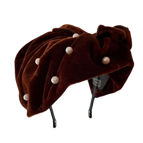 Schöne Halbhut Form Stirnband Für Mädchen Velvets Perlenhaarband Für Erwachsene Bankett Französisches Haarbandhaarabdeckung Weißes Haar von THINCAN