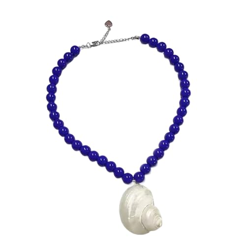 Sea Theme Perlen Halskette Naturalschale Anhänger Heckketten Leichter Bequemer Nackenschmuck Für Tägliche Verschleiß Naturalschale Glasschmuck von THINCAN