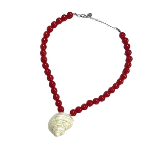Sea Theme Perlen Halskette Naturalschale Anhänger Heckketten Leichter Bequemer Nackenschmuck Für Tägliche Verschleiß Naturalschale Glasschmuck von THINCAN