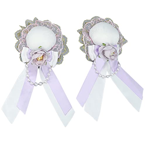 Spitzenbogenhaarclip Für Frauen Ribbon Bow Clip Spitzen Haarnadel Mit Bowknot Maid Anime Cosplay Party Requisiten von THINCAN