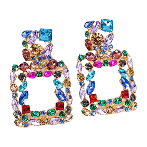 Stilvolle Geometrische Drop Ohrringe Für Mädchen Kirsite Raffinierte Design Party Schmuck Geschenk Abend Tragen Accessoires Bunte Geometrische Reifenoopringe von THINCAN