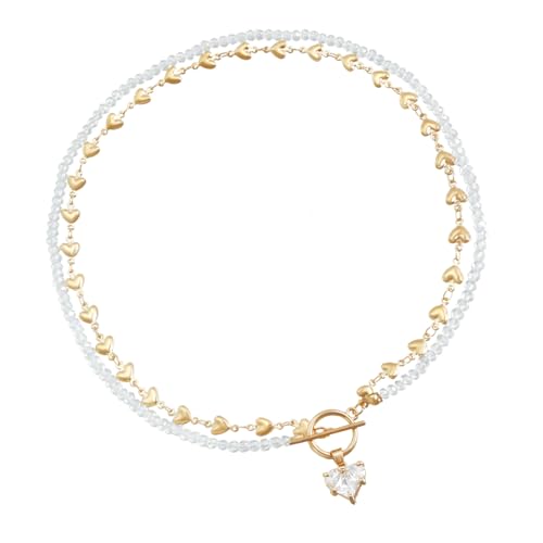 Stylish Alloy Heart Halskette Mit Funkelnden Zirkonsteindekoration Für Modische Frauen Und Trendige Damenoutfits Party Geting Halskette von THINCAN
