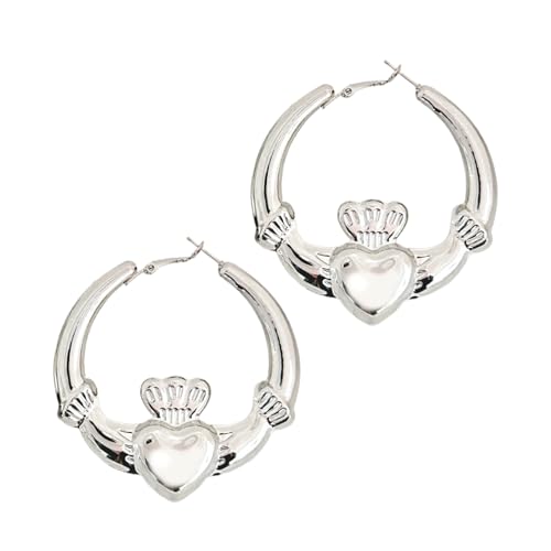 Stylish Heart And Crowns Hoop Ohrringe Mode Herz Und Kronen Reifen Ohrringe Für Frauen Eleganter Valentinstag Schmuckmodische Frauen von THINCAN